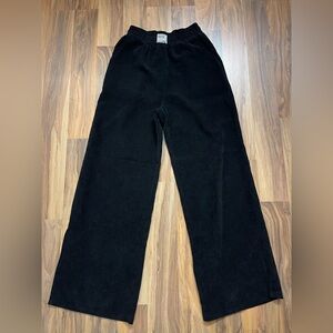 Black Wide Leg Corduroy Pants with split hem